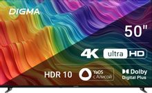 50" Телевизор Digma DM-LED50UBB33, 4K Ultra HD, черный, СМАРТ ТВ, YaOS