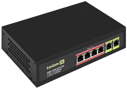 Коммутатор EXEGATE EDGS-1006D.4PoE-65W, неуправляемый, 6 RJ-45, 10/100/1000 Мбит/с [ex299022rus]