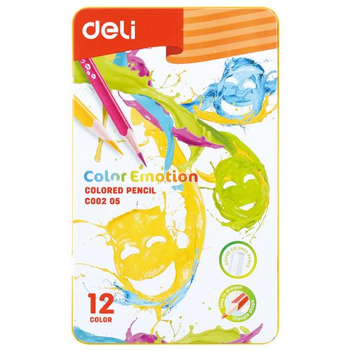 Карандаши Deli Color Emotion EC00205 EC00205, липа, 12 цв., коробка металлическая 12 шт./кор.