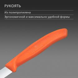 Нож кухонный Victorinox Swiss Classic, универсальный, для чистки овощей и фруктов, 80мм, заточка прямая, стальной, оранжевый