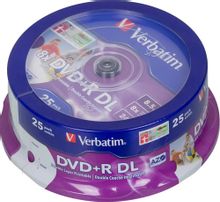 Оптический диск DVD+R DL Verbatim 8.5ГБ 8x, 25шт., cake box