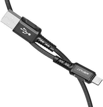 Кабель ACEFAST C1-02,  Lightning (m) -  USB (m),  1.2м,  MFI,  2.4A,  черный [af-c1-02-bk]
