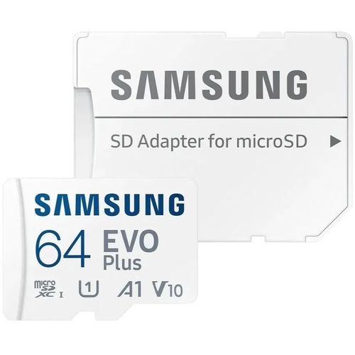 Карта памяти microSDXC UHS-I U1 Samsung EVO Plus 64 ГБ, 160 МБ/с, Class 10, MB-MC64SA, 1 шт., переходник SD