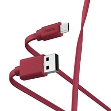 Изображение товара Кабель HAMA micro USB - USB плоский 1м красный универсальный