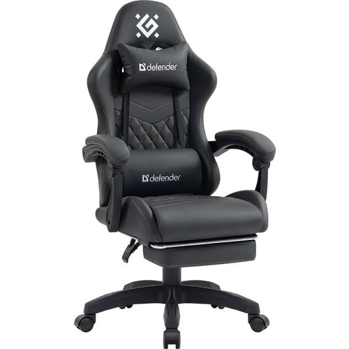 Кресло игровое Defender Bora, экокожа, до 120кг, серый
