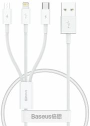 Изображение товара Кабель BASEUS Lightning/USB Type-C/micro USB, 0.5 м, белый Изображение товара Кабель BASEUS Lightning/USB Type-C/micro USB, 0.5 м, белый