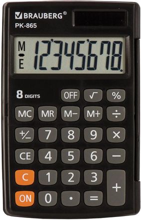 Калькулятор BRAUBERG PK-865-BK, 8-разрядный, черный