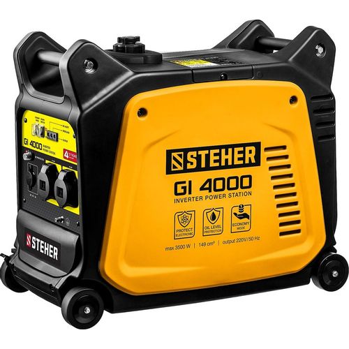 Бензиновый генератор STEHER GI-4000, 220/12 В, 3.5кВт, на колёсах