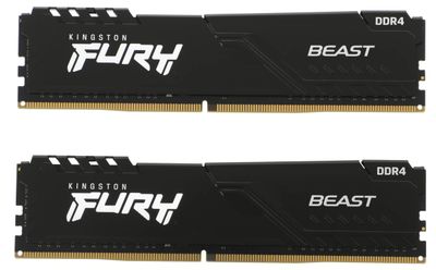 Оперативная память Kingston Fury Beast Black KF437C19BBK2/16 DDR4 -  2x 8ГБ 3733МГц, DIMM,  Ret