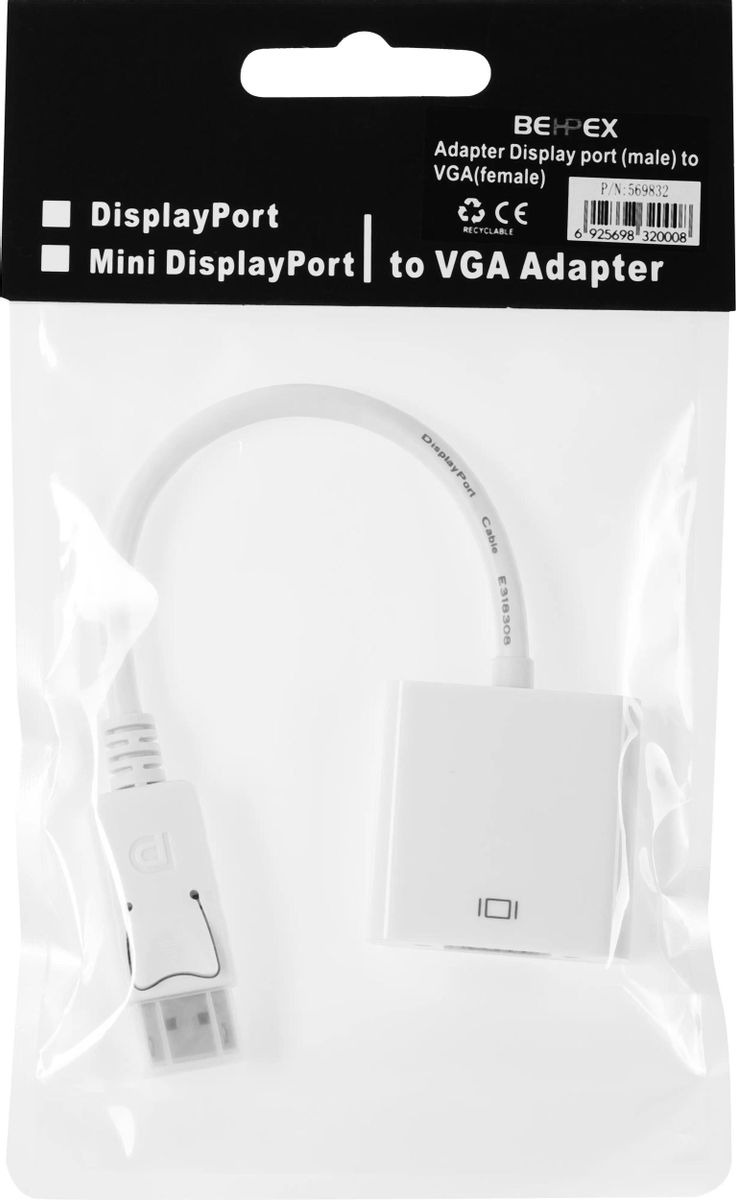 Active vga to outlet displayport adapter