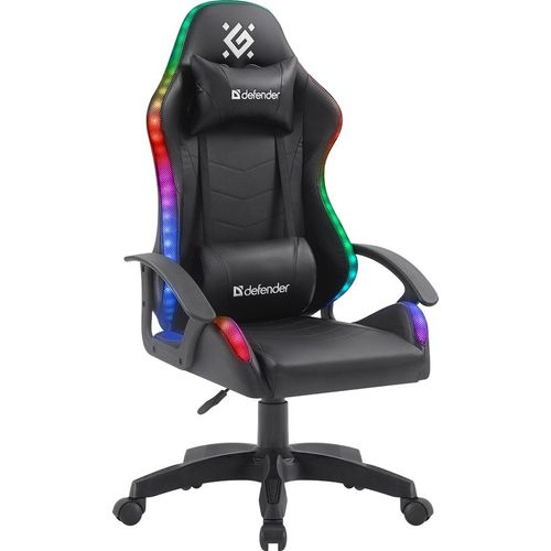 Кресло игровое Defender Factor X RGB, экокожа, до 100кг, черный