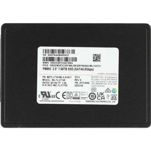 7.68ТБ SSD накопитель Samsung PM893 MZ7L37T6HBLA-00A07 2.5", SATA III, SATA, oem