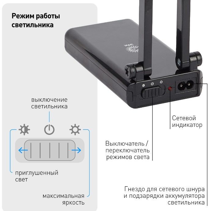 Настольная лампа Эра NLED-426-3W-BK беспроводная, черный – купить в ...
