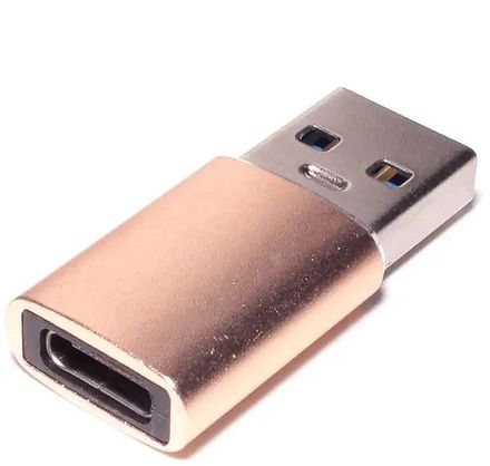 Адаптер USB2.0 PALMEXX 6-071, USB 2.0 A(m) (прямой) - USB Type-C (f) (прямой), пакет, золотистый