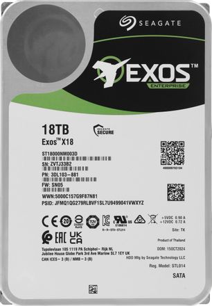 18ТБ Жесткий диск Seagate Exos X20 ST18000NM003D, SATA III, 3.5", 7200об/мин