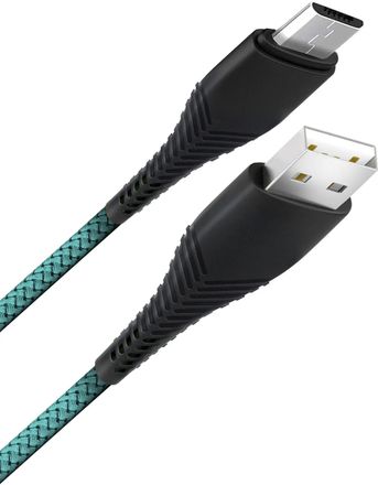 Кабель BORASCO Fishbone,  micro USB (m) -  USB (m),  1м,  3A,  мятный [38502]