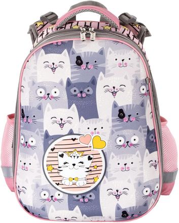 Ранец детский с ортопедической спинкой ЮНЛАНДИЯ Extra 227843 Gray kittens