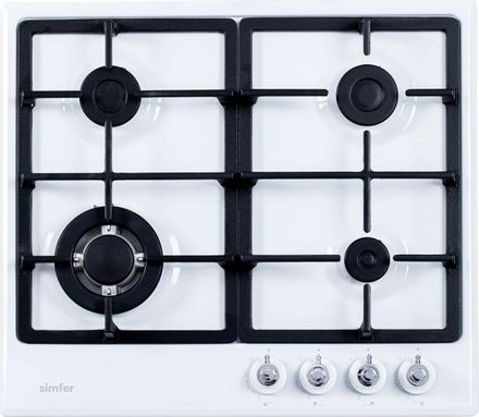 Газовая варочная панель Simfer H60V41W527, 4 конфорки, эмалированная сталь, белый