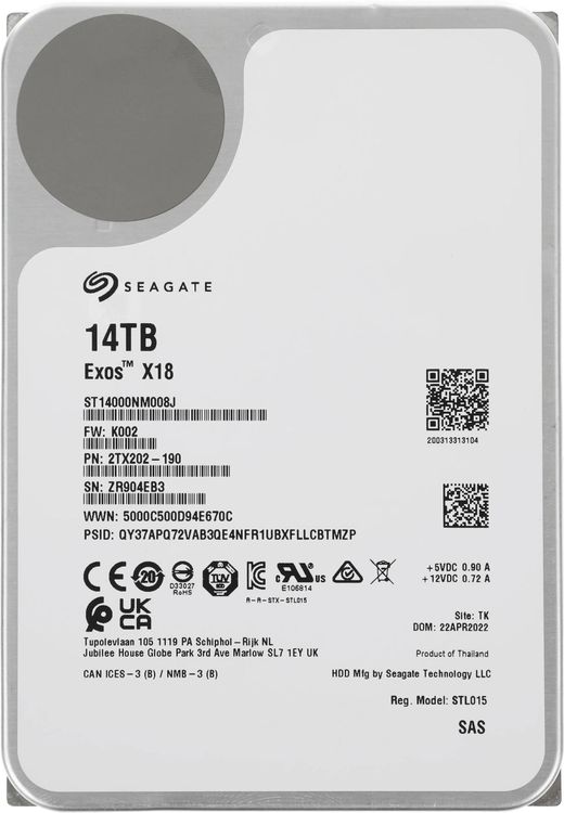 Жесткий диск Seagate Exos X18 ST14000NM008J, 14ТБ, HDD, SAS 3.0