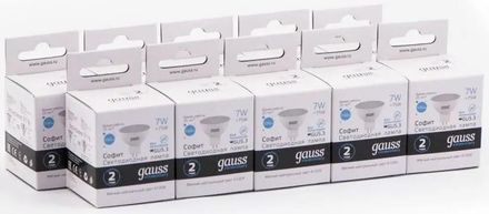 Упаковка ламп LED GAUSS GU5.3,  спот, 7Вт, MR16, 10 шт. [13527]