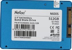 512ГБ SSD накопитель NETAC N600S NT01N600S-512G-S3X 2.5"