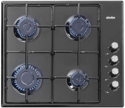 Газовая варочная панель Simfer H60Q40B411, 4 конфорки, эмалированная сталь, черный