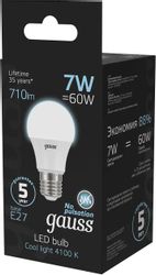 Упаковка ламп LED GAUSS E27,  шар, 7Вт, 10 шт.