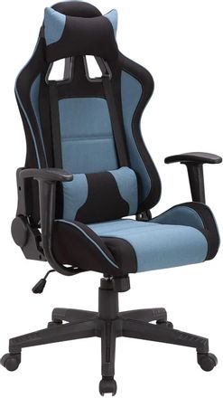 Кресло BRABIX GT Racer GM-100, ткань, до 120кг, топ-ган, фиксированные подлокотники, голубой