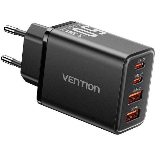 Сетевое зарядное устройство VENTION FCHB0-EU, 2xUSB-A, 2xUSB-C, 50Вт, 3A, черный