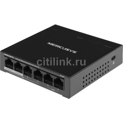 Коммутатор MERCUSYS MS106P, неуправляемый, 6 RJ-45, 10/100 Мбит/с