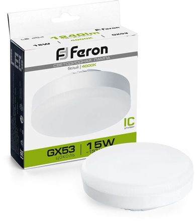 Упаковка ламп LED FERON GX53,  таблетка, 15Вт, LB-454, 10 шт. [25836-10]