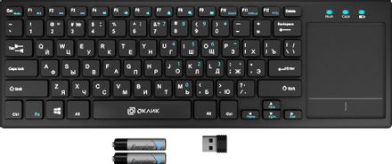 Клавиатура Oklick 830ST, беспроводная, USB, Радиоканал,  ножничная, черный [1011937]