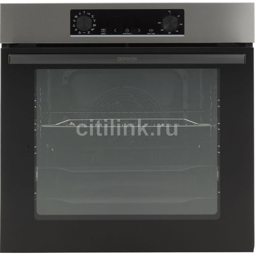 Духовой шкаф электрический Gorenje BOSB6737E06X, 77л, дверца с 2 стеклами, нержавеющая сталь/черный