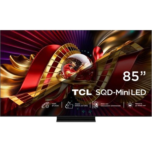 85″ Телевизор TCL 85C8L SQD-Mini LED QLED, 4K Ultra HD, СМАРТ ТВ, Google TV, черный — цена и наличие 85″ Телевизор TCL 85C8L SQD-Mini LED QLED, 4K Ultra HD, СМАРТ ТВ, Google TV, черный
