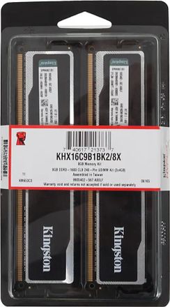 Оперативная память Kingston HyperX Black KHX16C9B1BK2/8X DDR3 - 2x 4ГБ 1600МГц, DIMM, Ret
