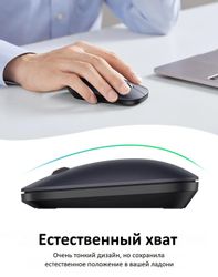 Мышь беспроводная UGREEN MU001, USB, черный