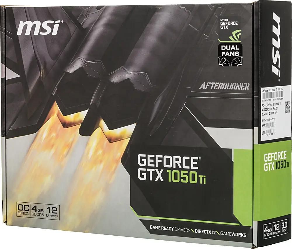 Видеокарта MSI NVIDIA GeForce GTX 1050TI GeForce GTX 1050 Ti 4GT OC 4ГБ  GDDR5, OC, Ret – купить в Ситилинк | 406444