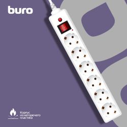 Сетевой фильтр Buro 600SH-16-3-W, 3м, белый
