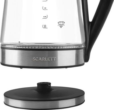 Чайник электрический Scarlett SC-EK27G55, 2200Вт, черный и серебристый ...