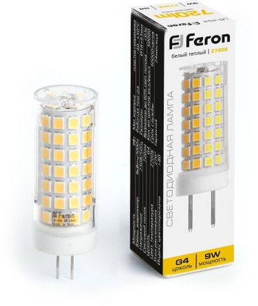 Лампа LED FERON G4,  капсульная, 9Вт, 38143, одна шт.