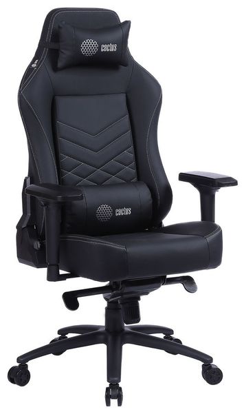 Кресло игровое Cactus Cs-Chr-0112, экокожа, до 120кг, регулируемые 4D подлокотники,  черный