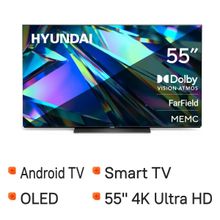 Изображение товара 55" Телевизор Hyundai H-LED55OBU7700 OLED, 4K Ultra HD, СМАРТ ТВ, Android TV, черный