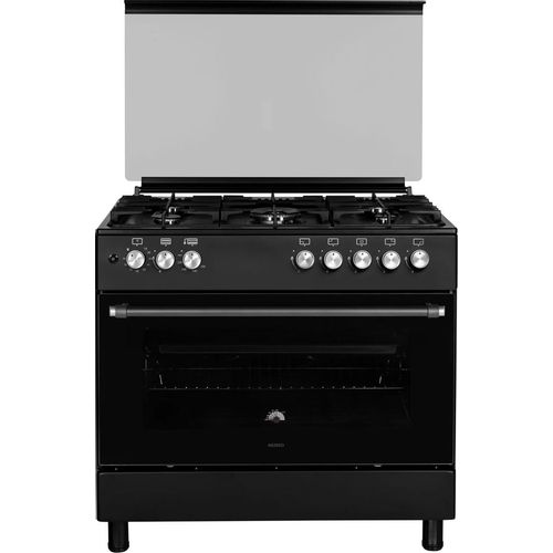 Газовая плита Nord GG 9064 B, газовая духовка, стеклянная крышка, чугун, черный