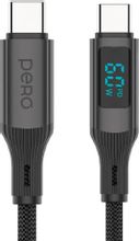 Изображение товара Кабель PERO DC-14 USB Type-C 1.2м с дисплеем в оплетке черный