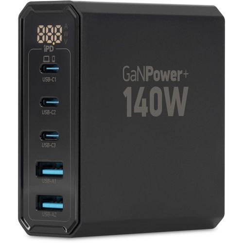 Настольное зарядное устройство Digma DPW10A, 2xUSB-A, 3xUSB-C, 140Вт, 5A, [dpw1a4g024bk]