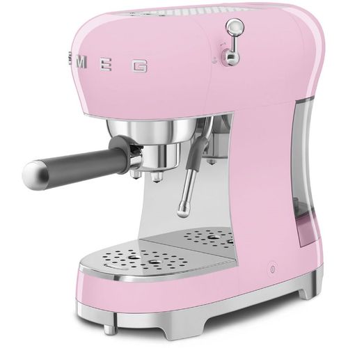 Кофеварка SMEG ECF02PKEU, рожковая, розовый /серебристый