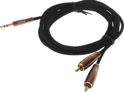 Изображение товара Кабель аудио UGREEN AV170,  2хRCA (f) -  Jack 3.5 (f),  2м, GOLD,  ф/фильтр,  черный [80847]