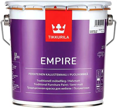 Характеристики Краска Tikkurila Empire (55060010130) белый 2.7л ...