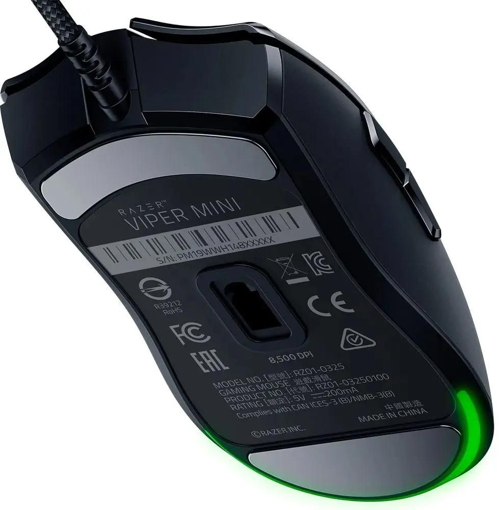 Характеристики Мышь Razer Viper Mini, игровая, оптическая, проводная, USB,  черный [rz01-03250100-r3m1] (1826292) смотреть в СИТИЛИНК