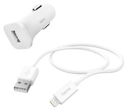 Изображение товара Автомобильное зарядное устройство HAMA H-183291,  8-pin Lightning, 5Вт, 1A, белый [00183291]